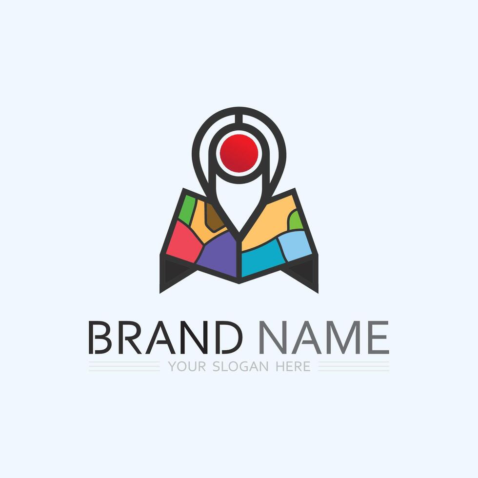GPS and MAP logo navigator sign location symbol design illustration vector