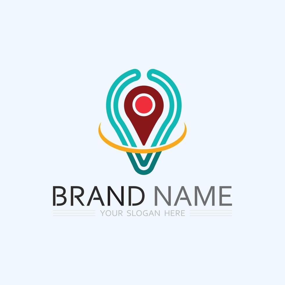 GPS and MAP logo navigator sign location symbol designillustration vector