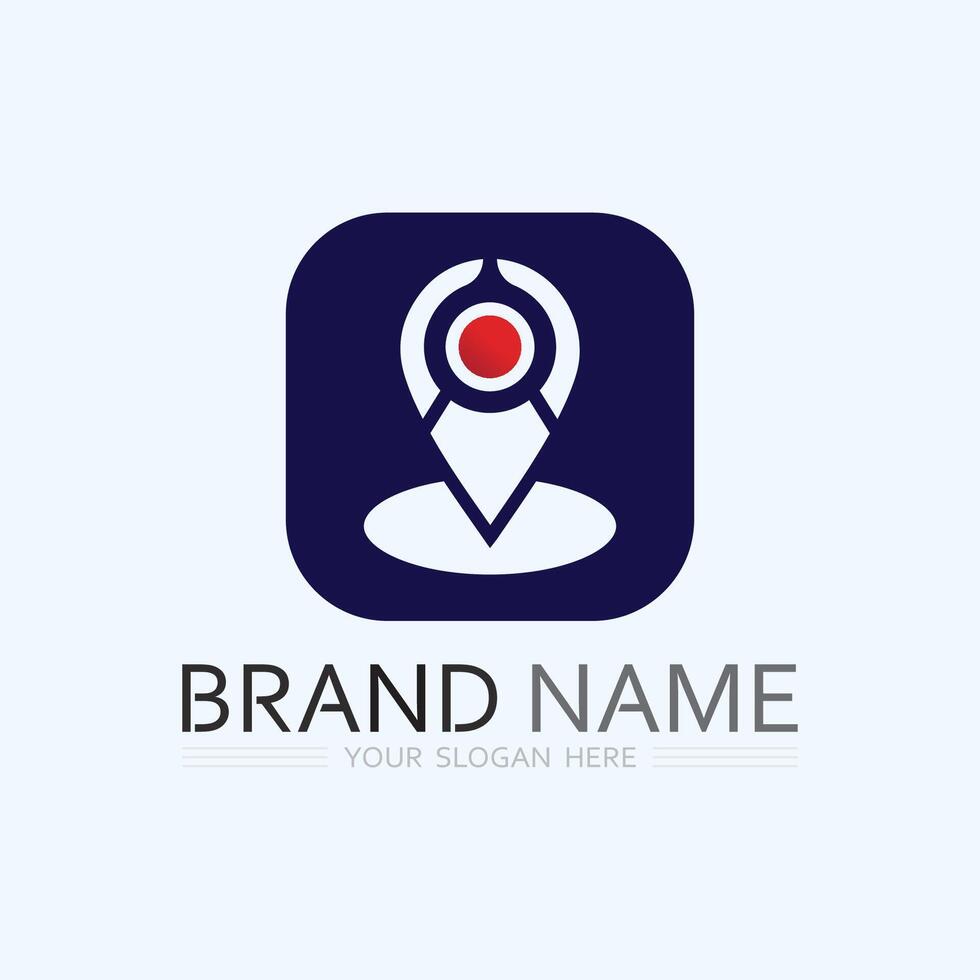 GPS and MAP logo navigator sign location symbol design illustration vector