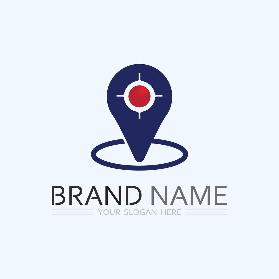 GPS and MAP logo navigator sign location symbol designillustration vector