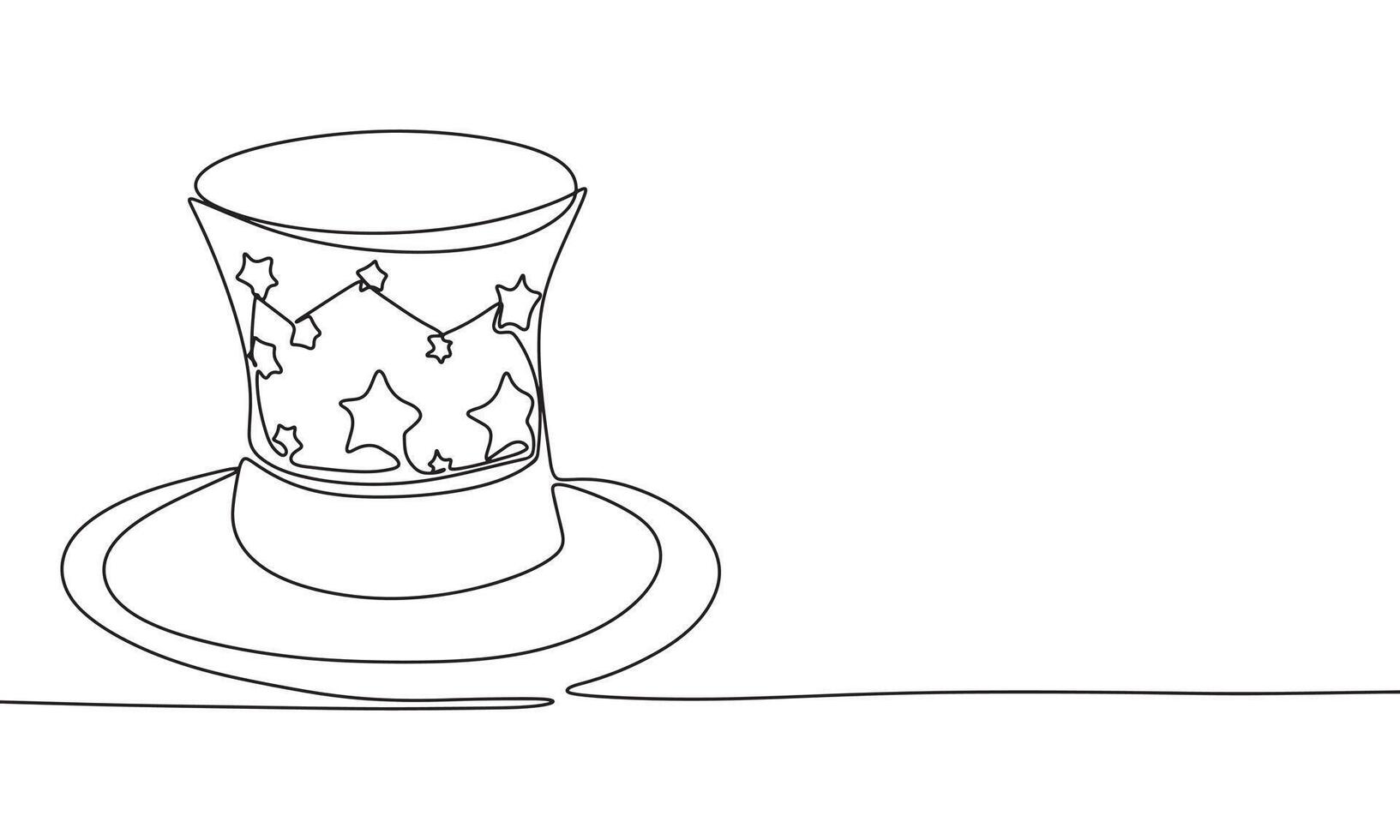 Magic hat one line continuous. Line art Magic cap. Hand drawn art. vector