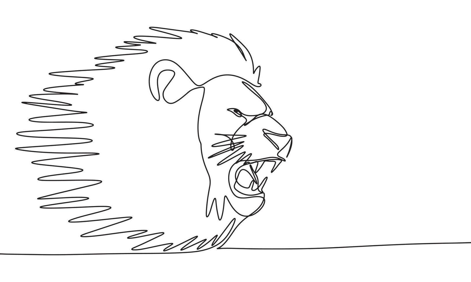 Angry lion one line continuous. Angry lion line art. Hand drawn art. vector