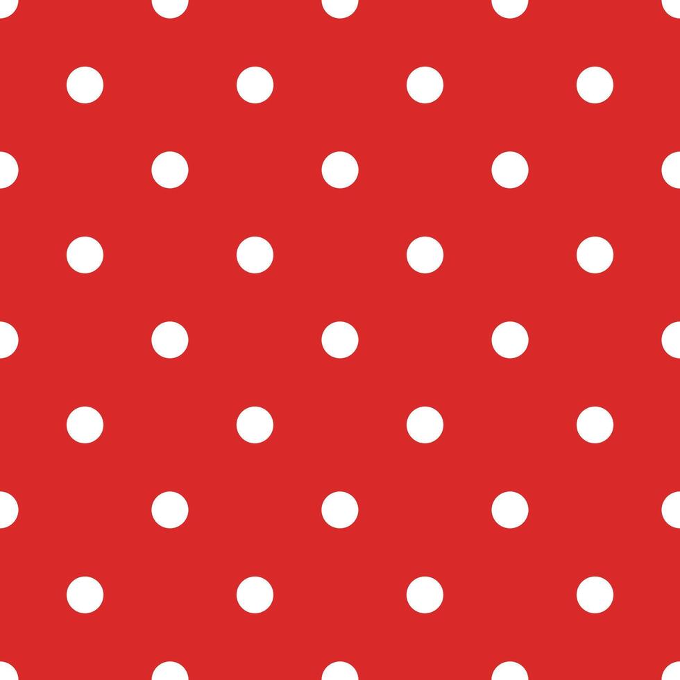 Seamless Tiling Classic Red and White Polka Dot Pattern vector