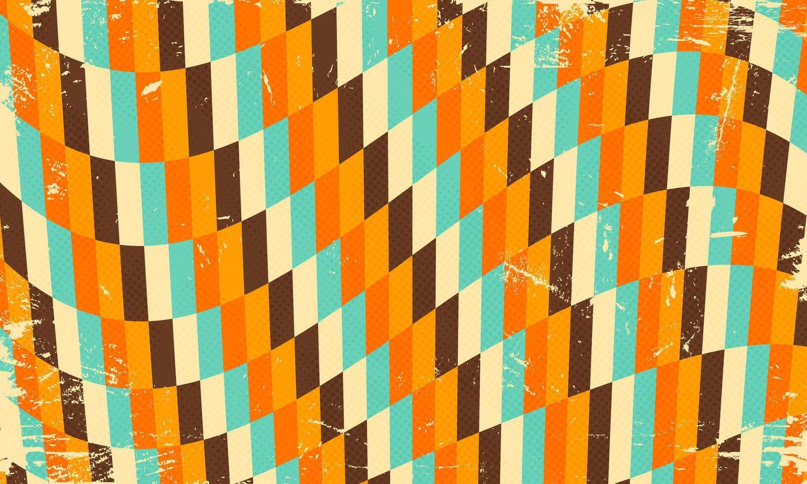 Textured Abstract Vintage Retro Wavy Geometric Shape Line 60s 70s 80s Aesthetic Background Pattern vector