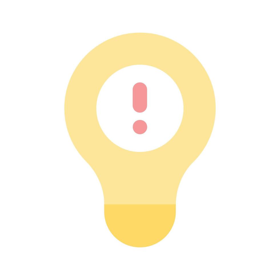 Exclamation mark on light bulb depicting icon of idea warning vector