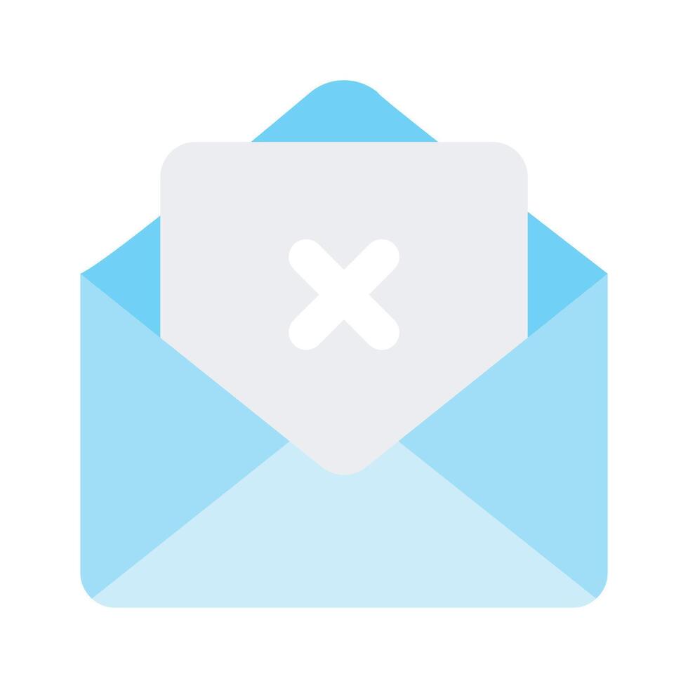 Cross sign on mail denoting icon of mail error, spam mail design vector