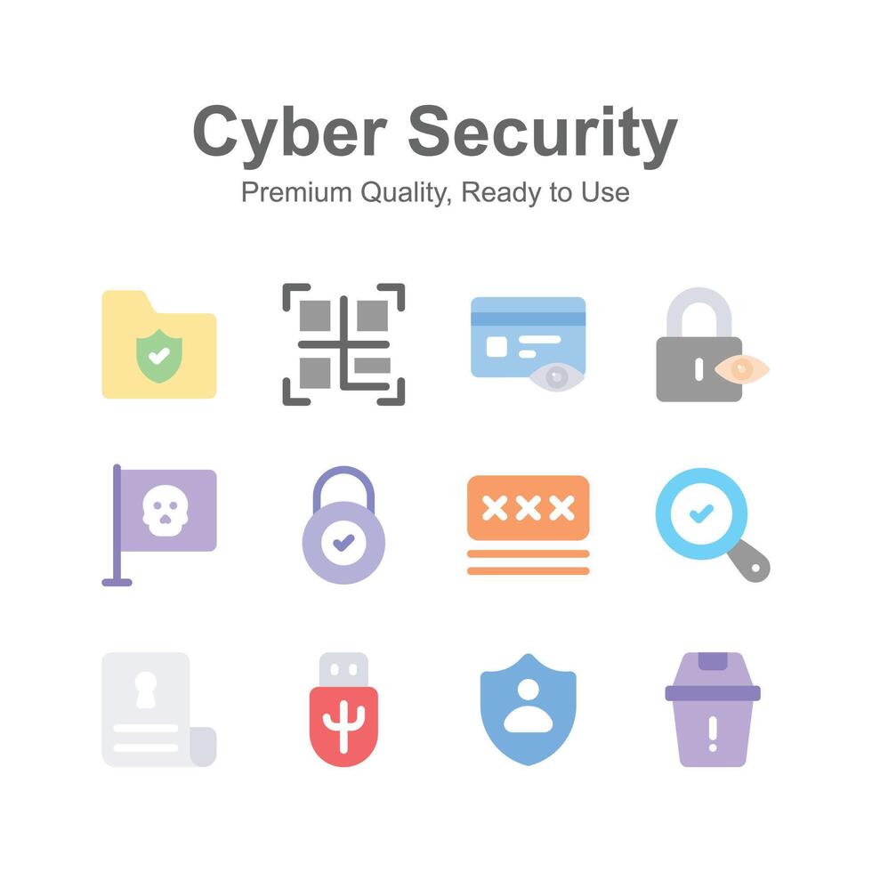 Pack of cyber security icons, ready to use in websites and mobile apps vector