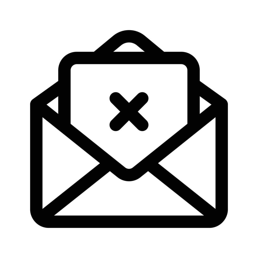 Cross sign on mail denoting icon of mail error, spam mail design vector
