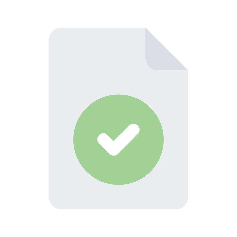 Tick mark on file showing approved document vector