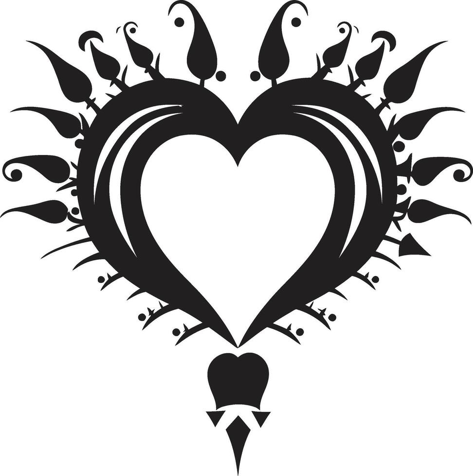 Graceful Abstract Heart Contemporary Black Graphic with Abstract Flourishes Chic Decorative Intricate Black Graphic with Decorative Accents vector