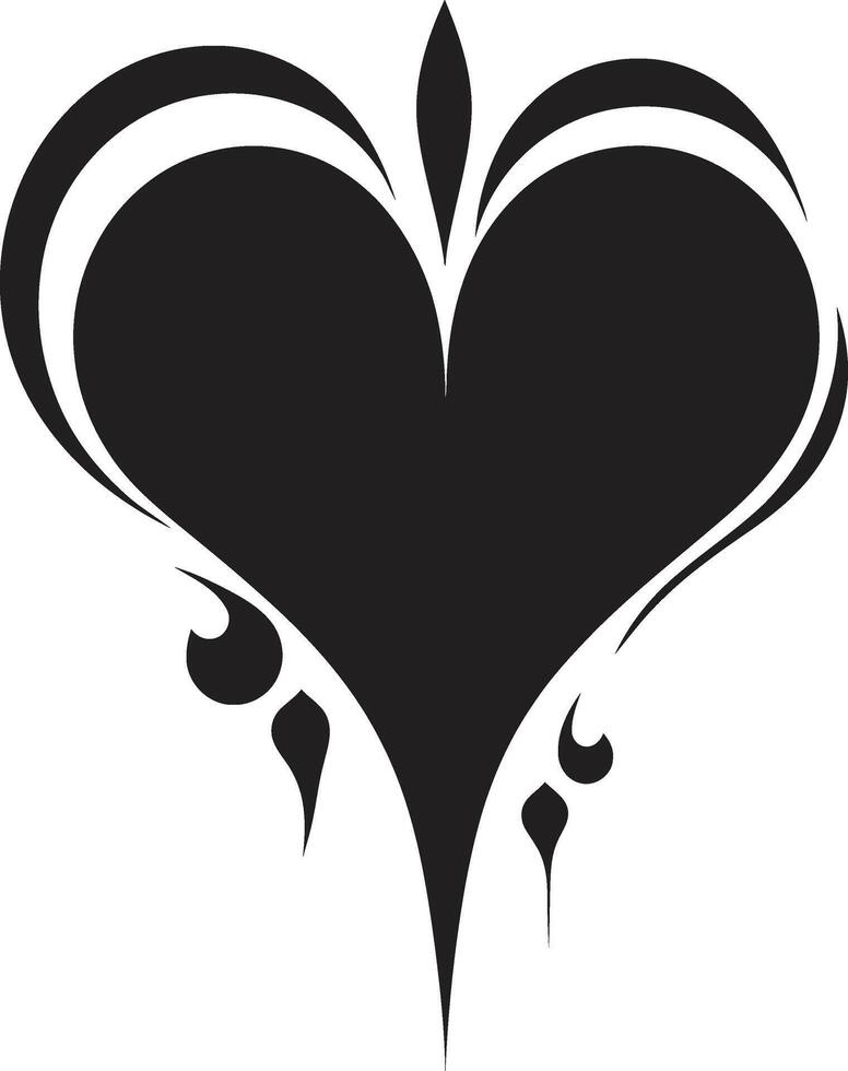 Chic Decorative Intricate Black Graphic with Abstract Accents Minimalist Heart Stylish Black Graphic with Decorative Elements vector