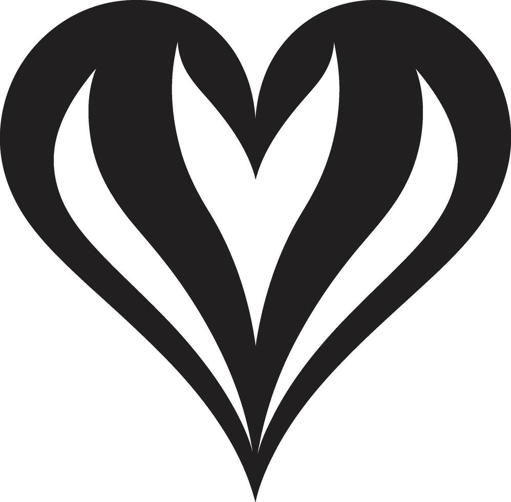 Intricate Heart Silhouette Stylish Black Graphic with Abstract Elements Sleek Heart Minimalistic Black Graphic with Decorative Accents vector
