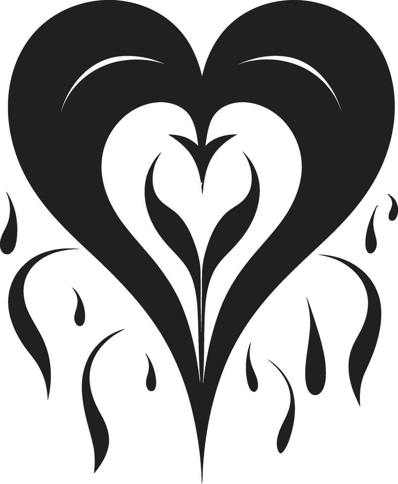 Ebony Elegance Intriguing Abstract Black Heart Symbol Midnight Muse Contemporary Graphics of Black Heart vector