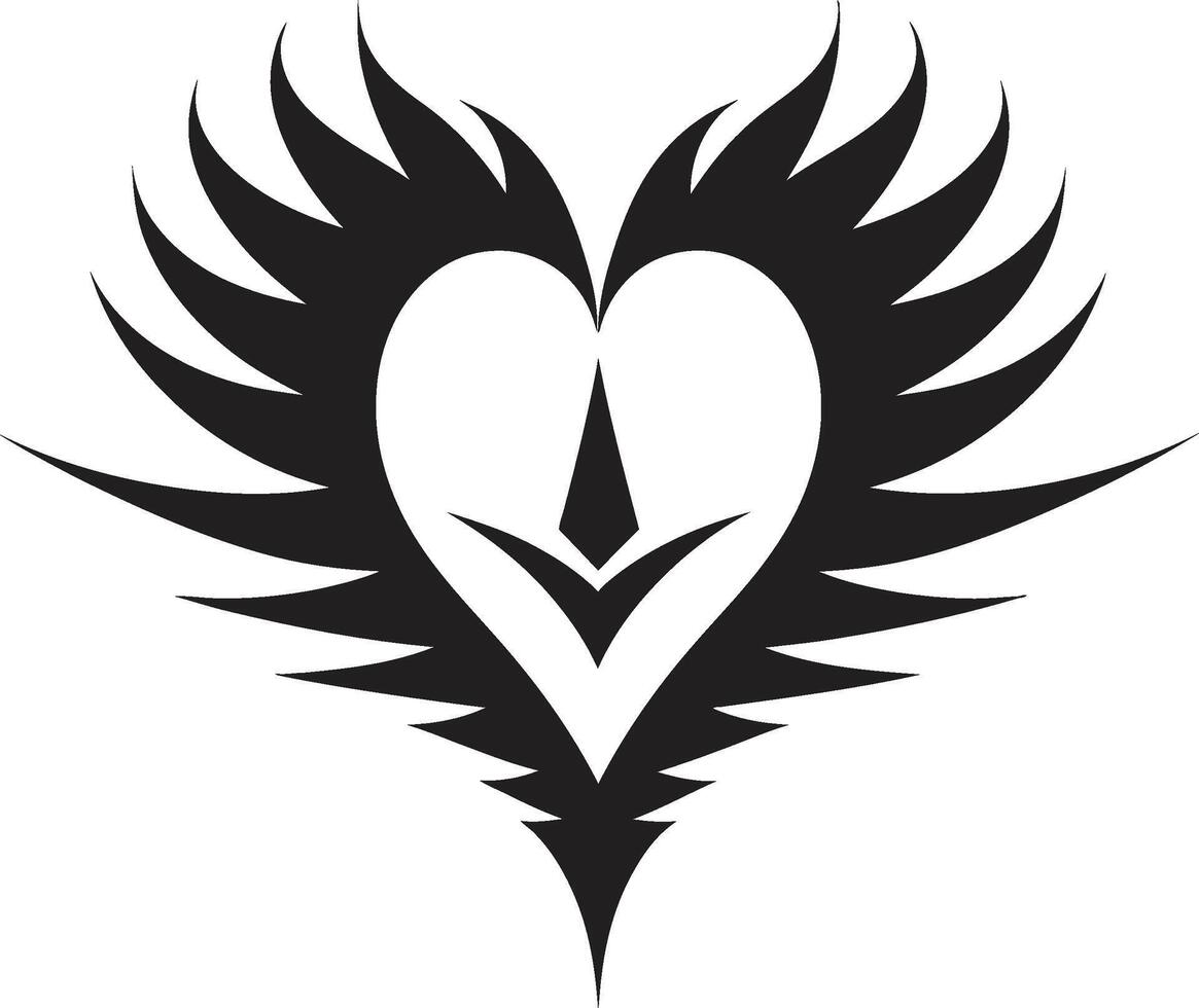 Graceful Abstract Heart Intriguing Black Graphic with Abstract Elements Chic Decorative Modern Black Graphic with Decorative Flourishes vector