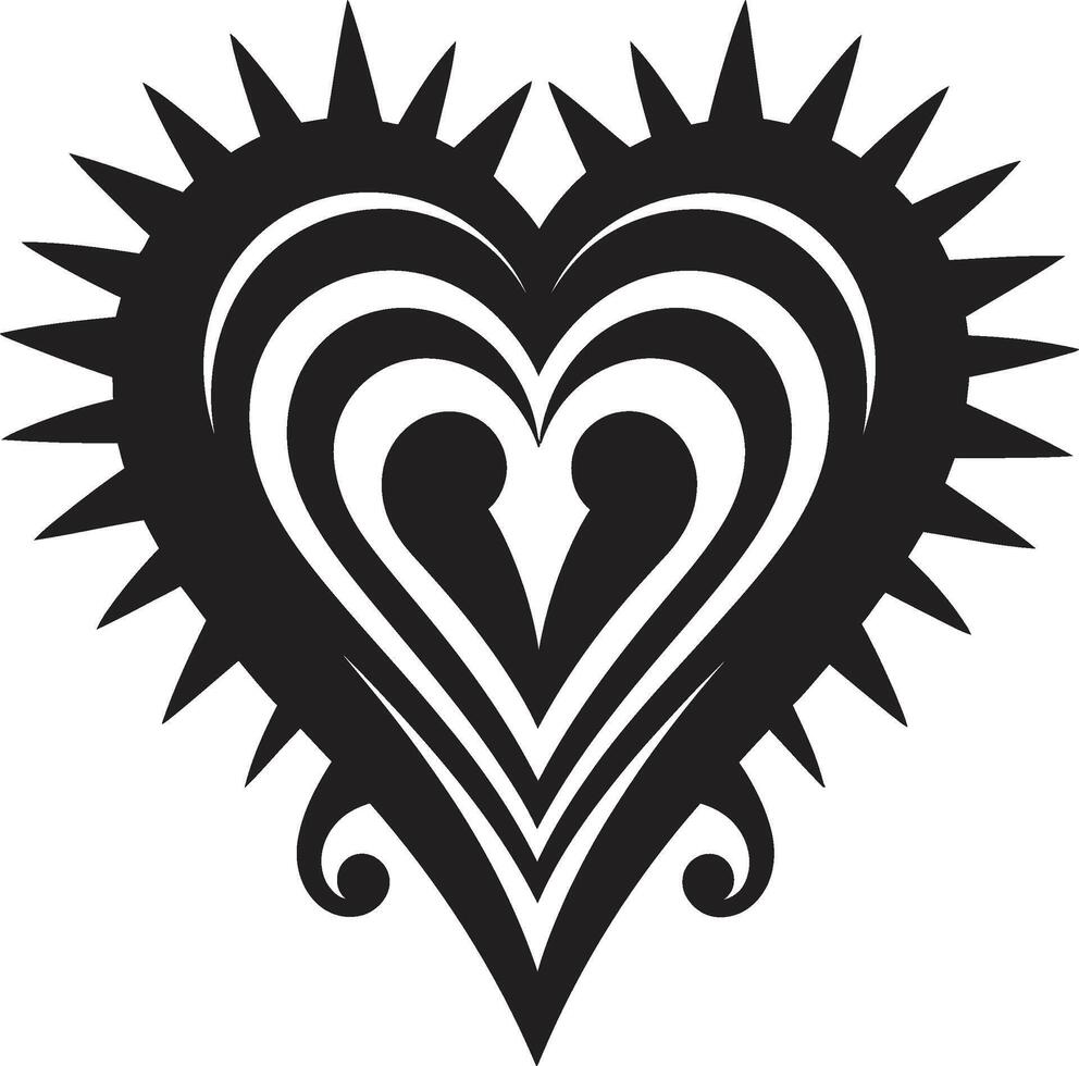 Intricate Heart Silhouette Sleek Black Graphic with Abstract Accents Stylish Minimalist Heart Intriguing Black Graphic with Decorative Elements vector