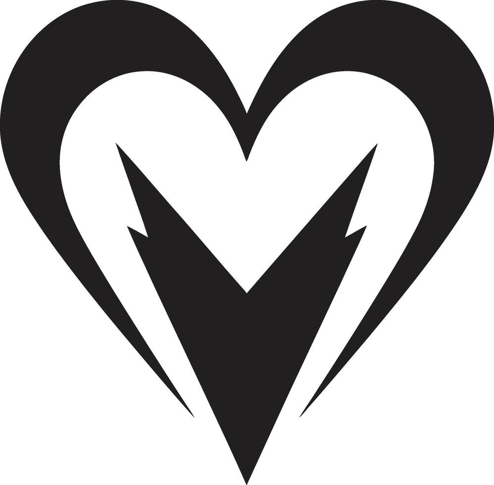 Sleek Heart Contemporary Black Graphic with Abstract Accents Graceful Abstract Heart Intriguing Black Graphic with Decorative Elements vector
