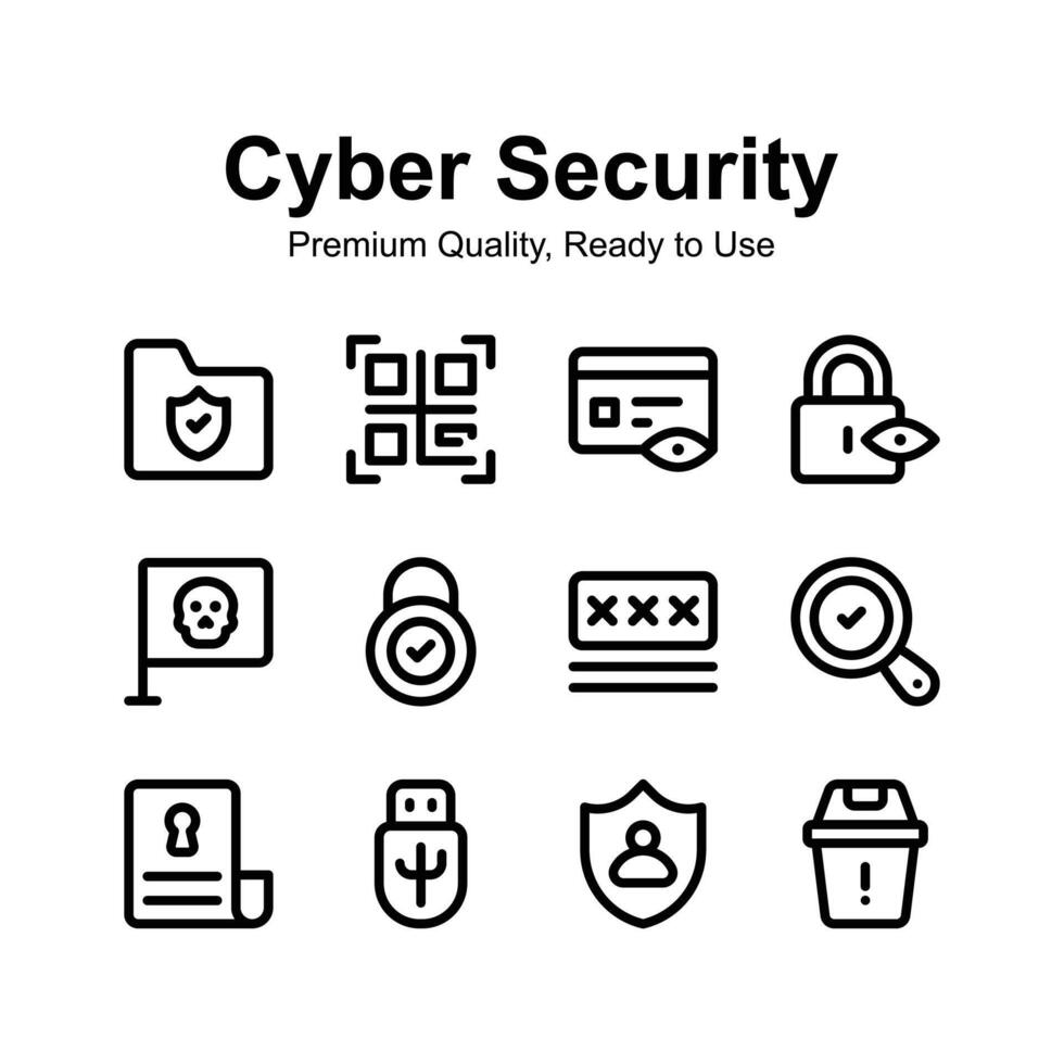 Pack of cyber security icons, ready to use in websites and mobile apps vector