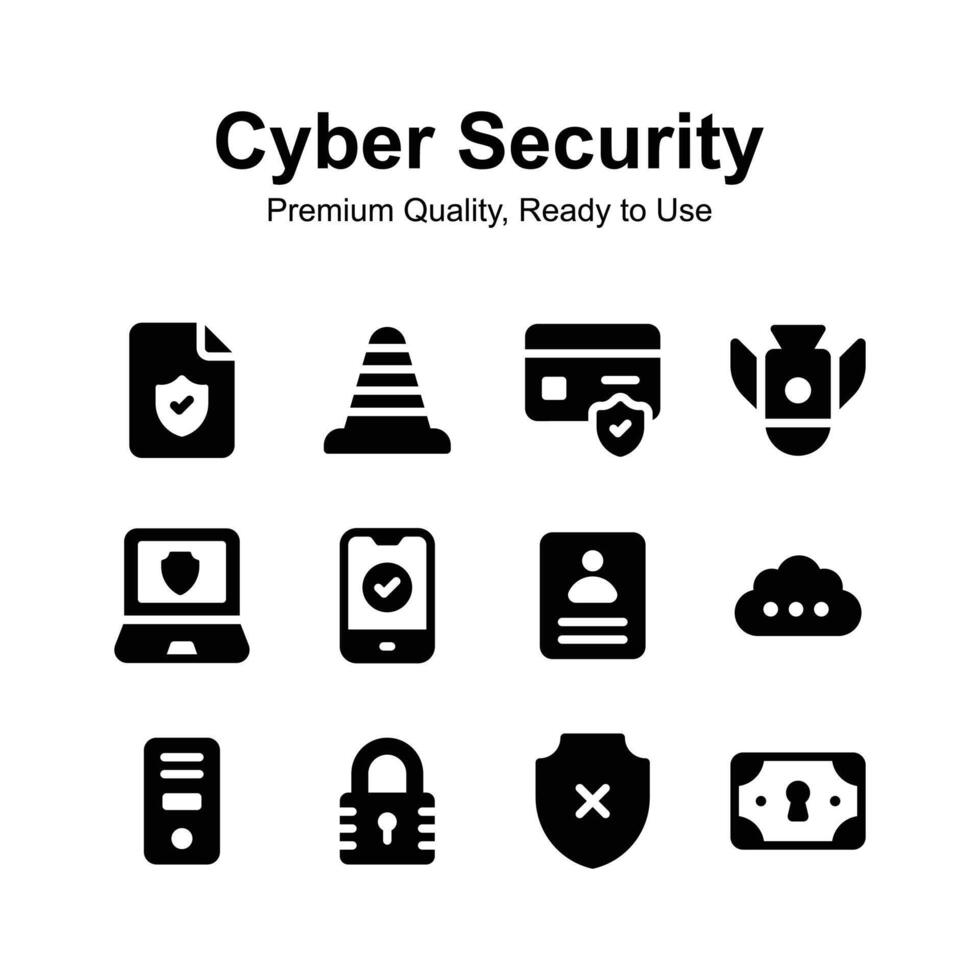 Take a look at unique cyber security icons set, easy to use and download vector
