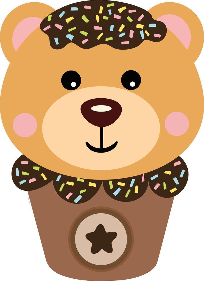 Sweet teddy bear chocolate ice cream in paper round box vector
