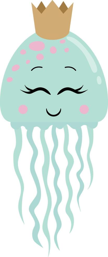 Funny squid with a crown vector