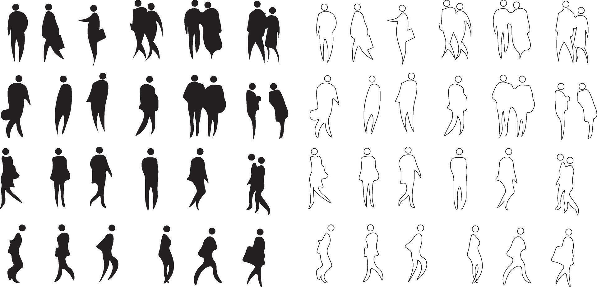 a set of silhouettes of people in various poses vector