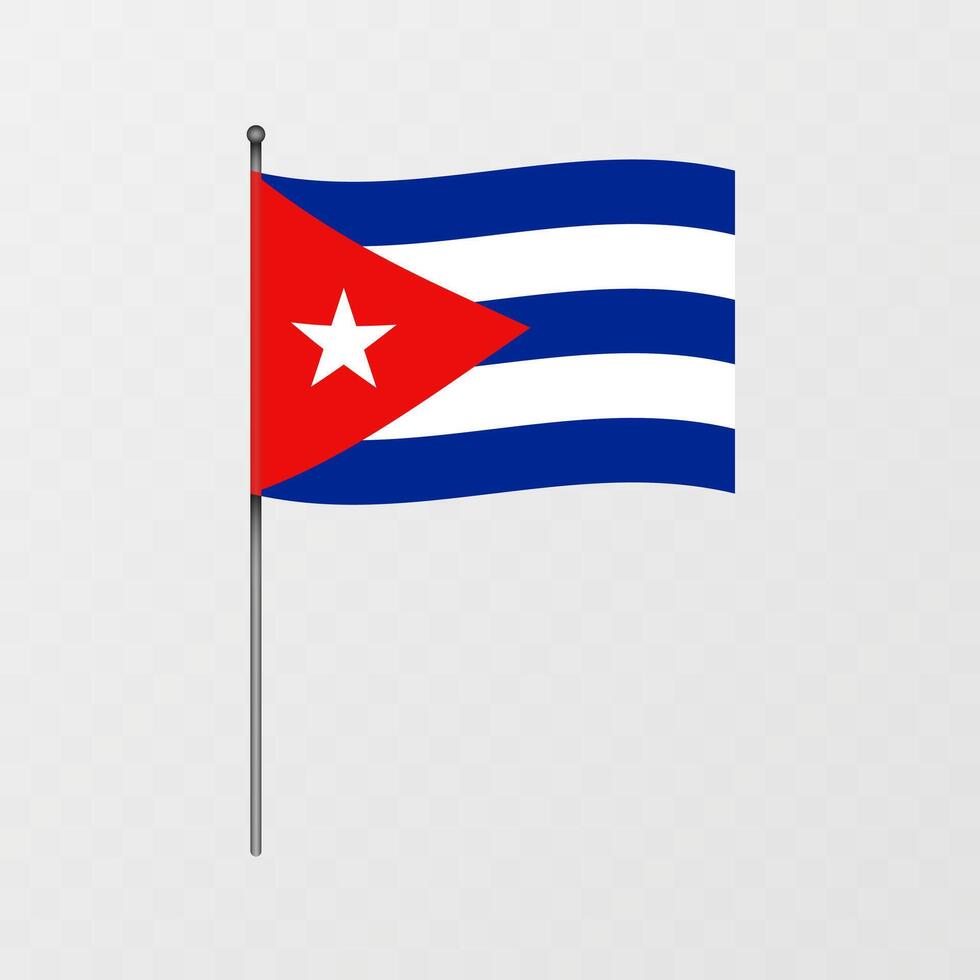 Cuba national flag on flagpole. illustration. vector