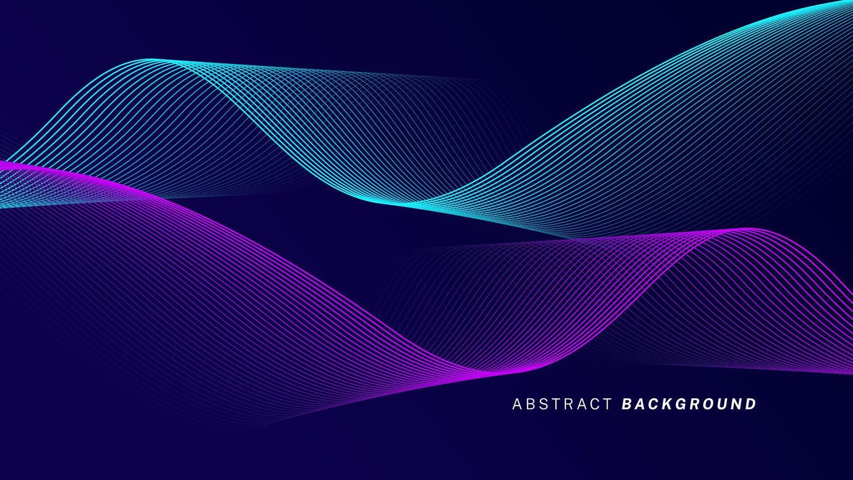 Abstract glowing wave lines on dark blue background. Dynamic wave pattern. Modern flowing wavy lines. Futuristic technology concept. Suit for banner, poster, cover, brochure, flyer, website vector
