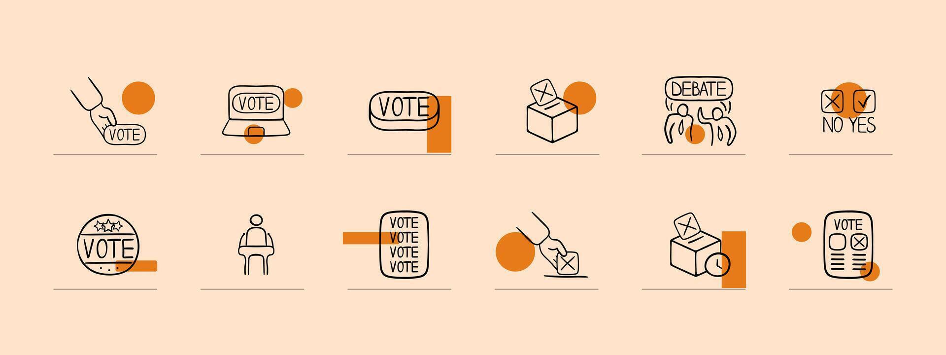 Set of icons emphasizing the importance of individual choice. Personal impact concept. Pastel color background. line icon for Business vector