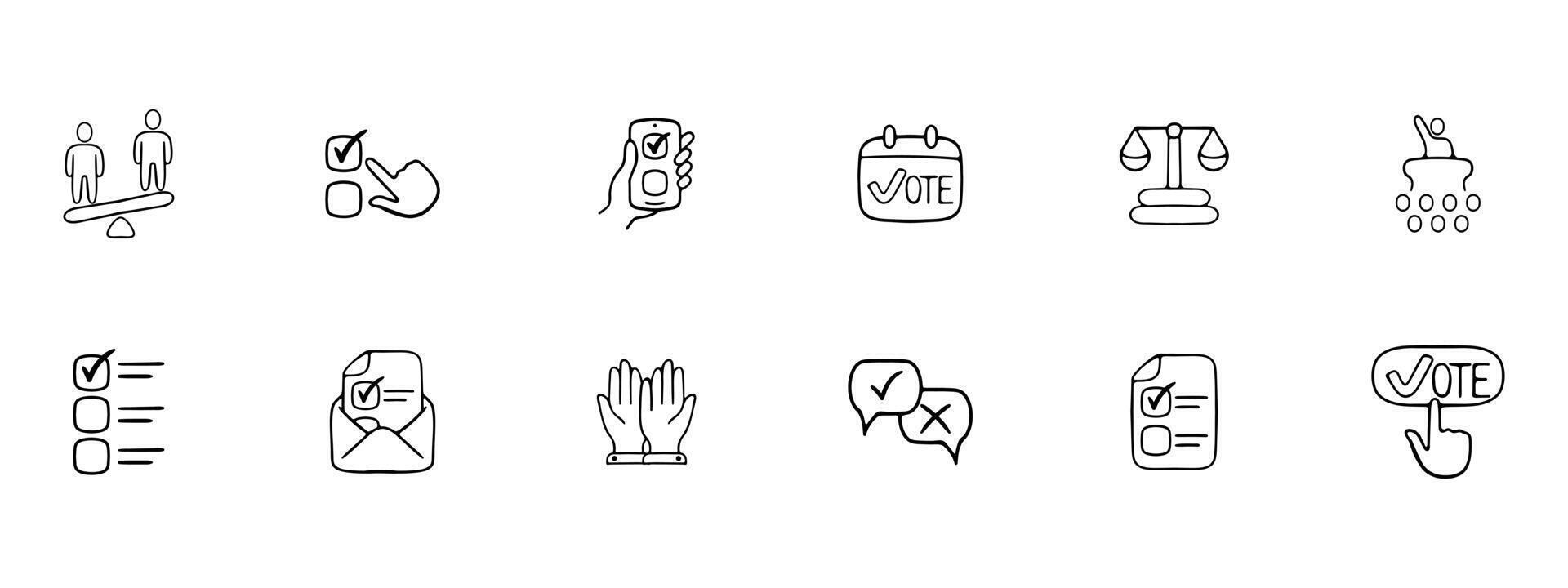 Set of election voting icons. Symbolic representation of democratic elections. Voting process concept. line icon for Business vector