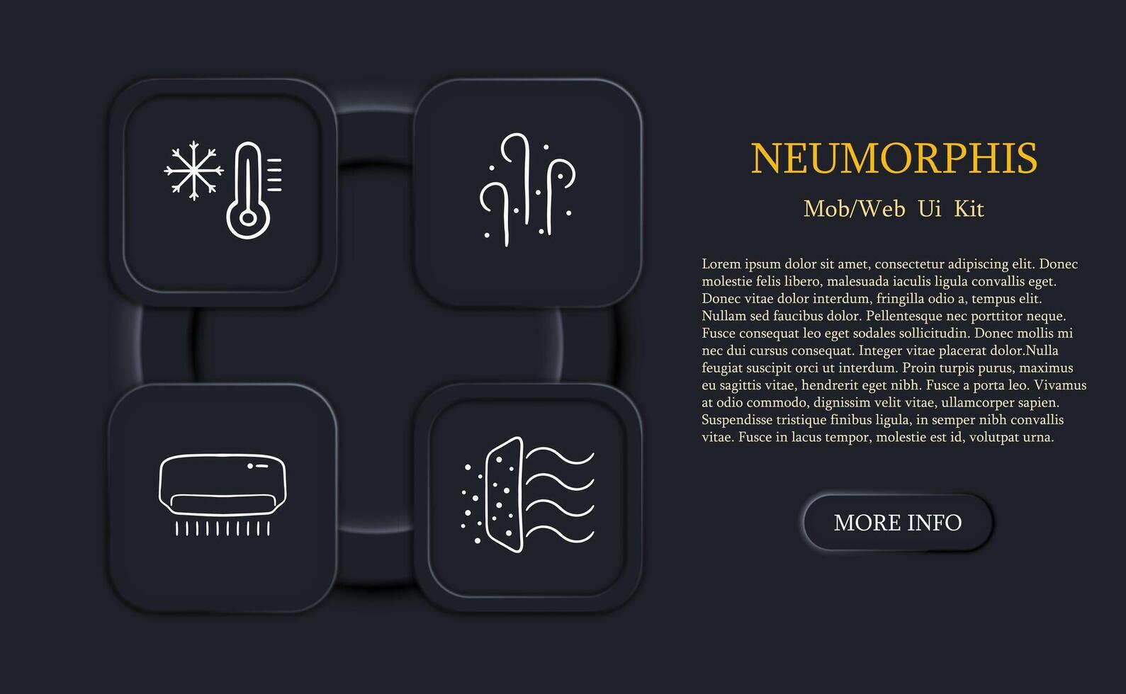 Cooling icon set. Beat the heat with this collection of refreshing icons depicting cooling solutions. Air conditioner concept. Neomorphism style. line icon for Business vector