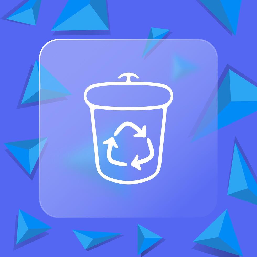 Set of recycling icons. Waste management symbols, eco-friendly concepts, recycling bins. Sustainable materials concept. Glassmorphism style. line icon for Business vector