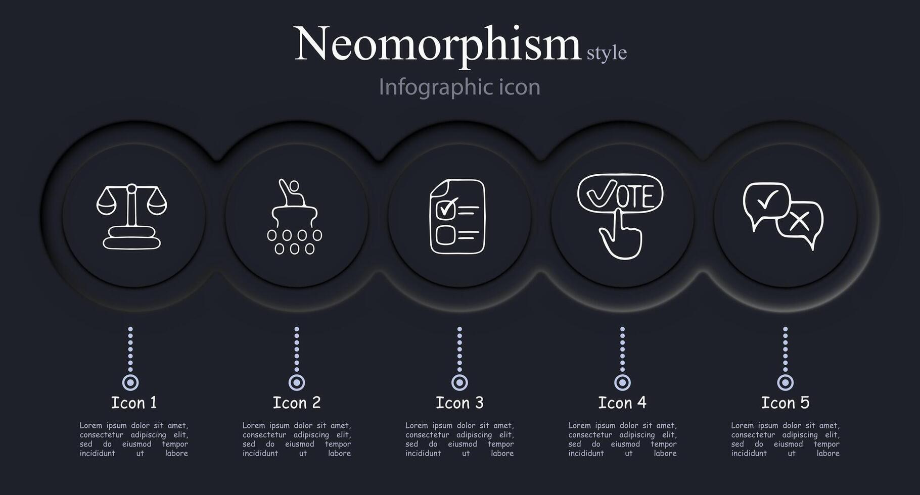 Set of voting icons. Symbols representing democratic process, elections, ballots. Participation concept. Neomorphism style. line icon for Business vector