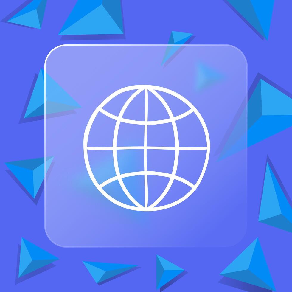 Icon of planet Earth. Globe, world, environment, sustainability, nature. Global concept. Glassmorphism style. line icon for Business Advertising vector