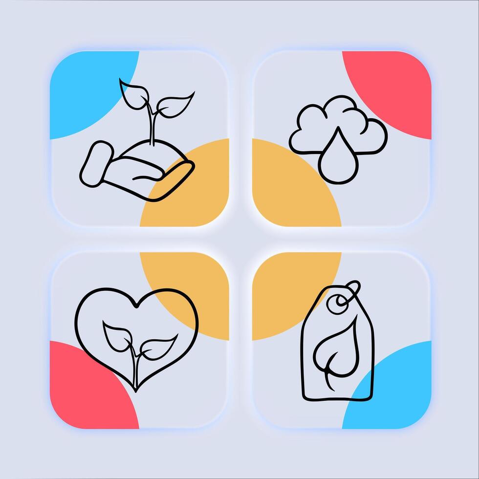 Set of sprout icons. Growth, nature, plant, organic, green, fresh, Sustainability concept. Neomorphism style. line icon for Business vector