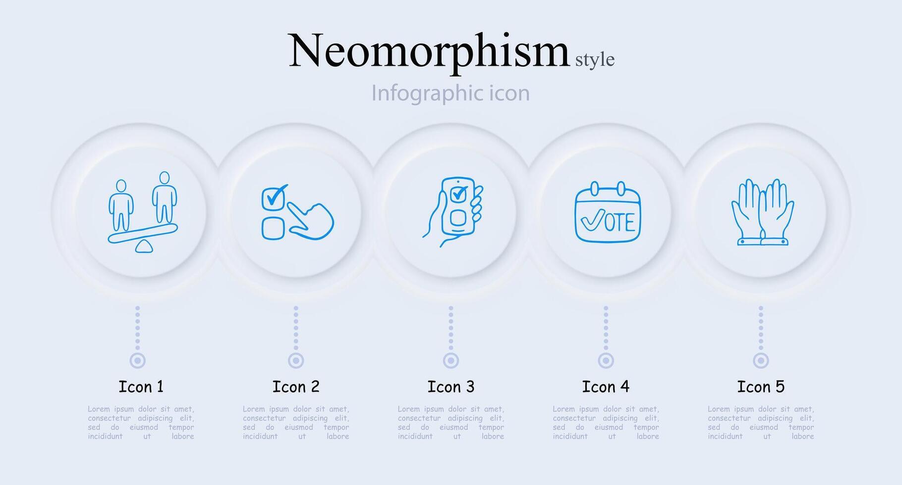 Set of election voting icons. Symbolic representation of democratic process, voting, elections, ballot. Civic engagement concept. Neomorphism style. line icon for Business vector