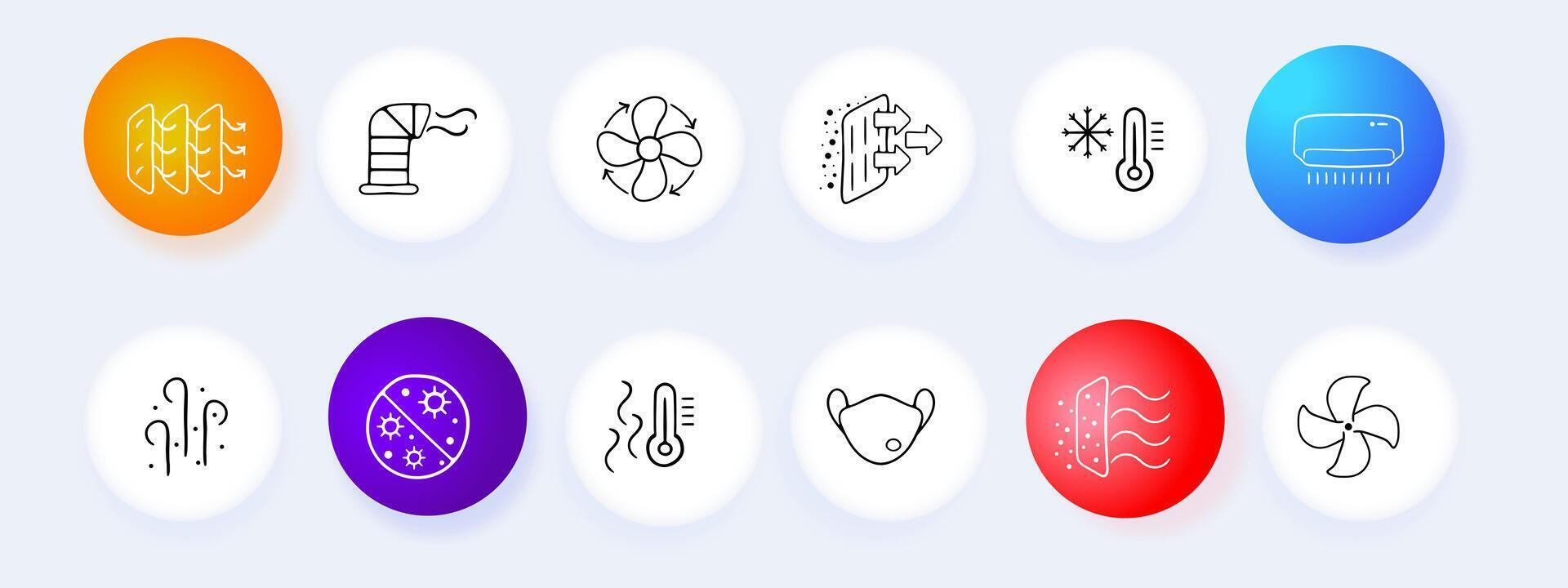 COVID-19 virus protection icon set. Mask, hand sanitizer, social distancing, disinfection. Vaccination concept. Neomorphism style. line icon for Business vector