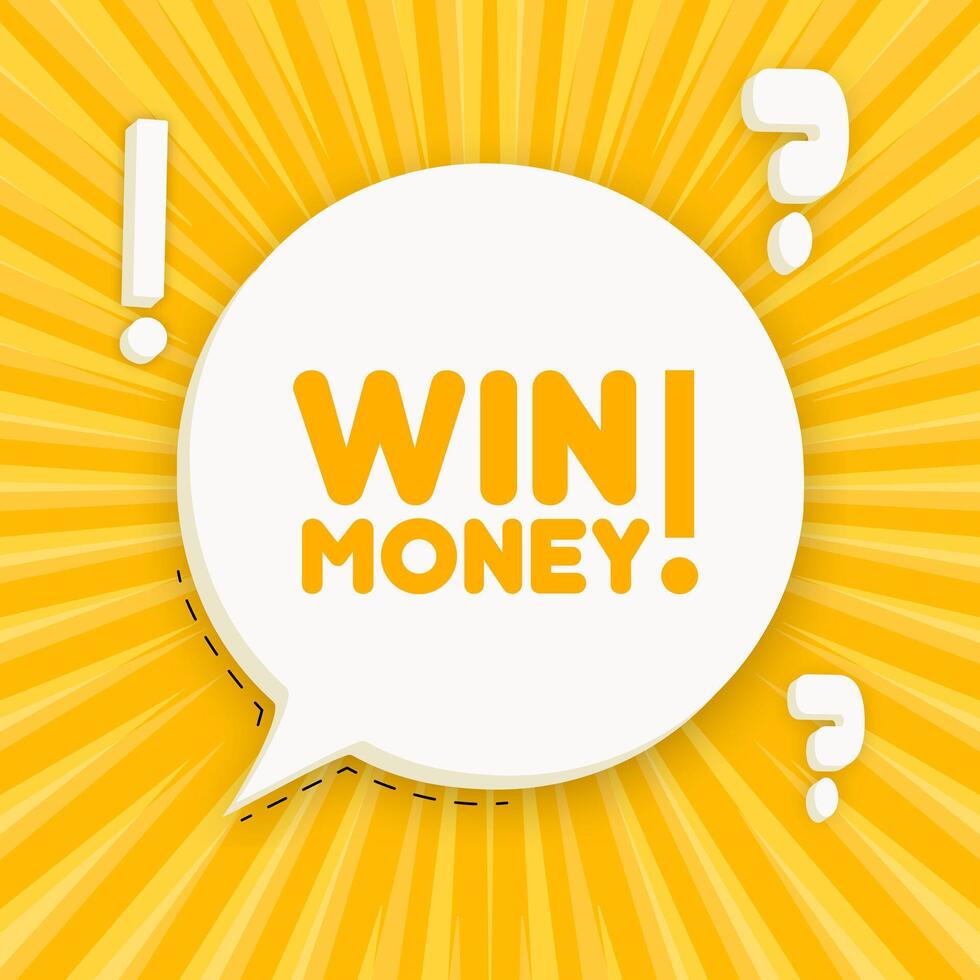 Win money banner. Speech bubble with Win money text. 3d illustration. Pop art style. line icon for Business and Advertising. vector