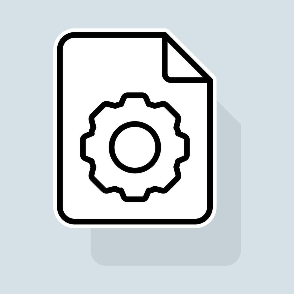 File with settings line icon. Brightness settings, resolution settings, device functions, gadget calibration. Settings concept. sticker line icon on white background vector