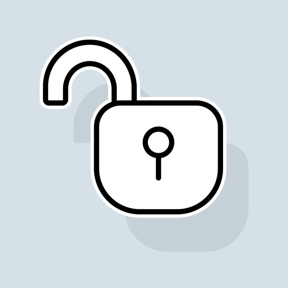 Open lock line icon. Key, closed, password, safety, privacy, unlock, secure, access, secret. Secure concept. sticker line icon on white background vector