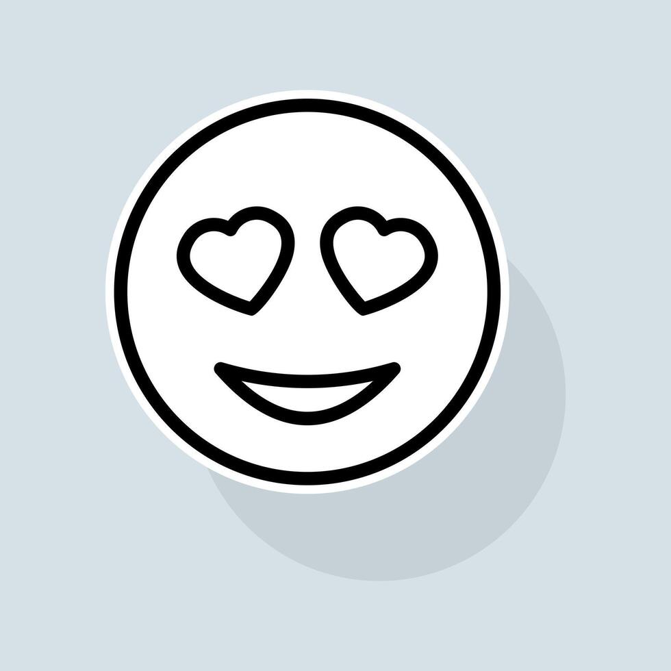 Emoji with love line icon. Communication, emoticons, chats, stickers, attitude, emotions, mood. Emoji concept. sticker line icon on white background vector