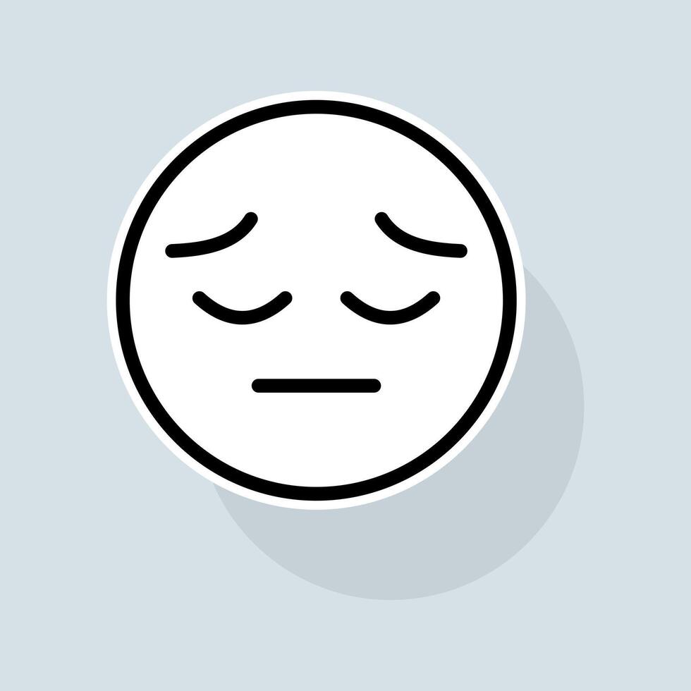 Emoji with sadness line icon. Communication, emoticons, chats, stickers, attitude, emotions, mood. Emoji concept. sticker line icon on white background vector