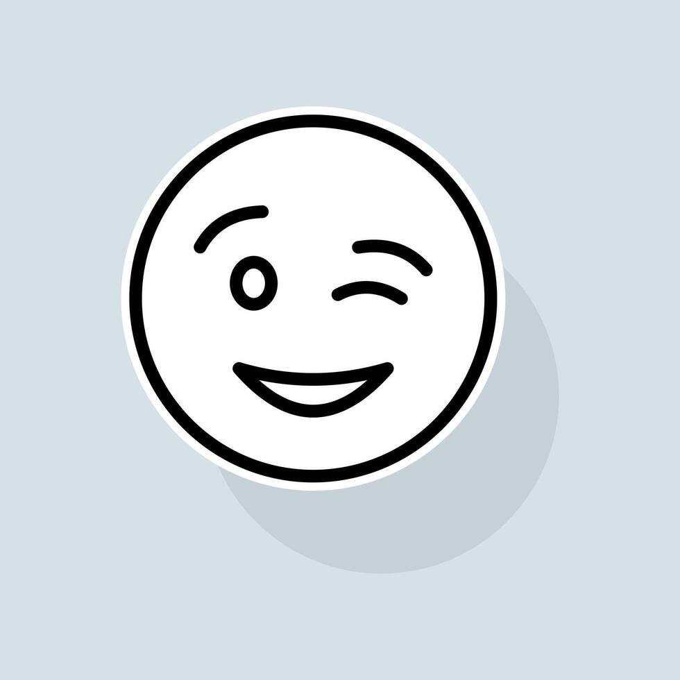 Emoji with a wink line icon. Communication, emoticons, chats, stickers, attitude, emotions, mood. Emoji concept. sticker line icon on white background vector