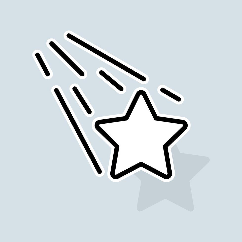 Shooting star line icon. Liked, rating, favorites, new year, christmas, rate the service, like, dislike, pie chart, stars. Feedback concept. sticker line icon on white background vector