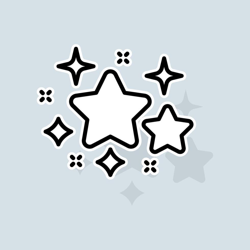 Twinkling stars line icon. Liked, rating, favorites, new year, christmas, rate the service, like, dislike, pie chart, stars. Feedback concept. sticker line icon on white background vector