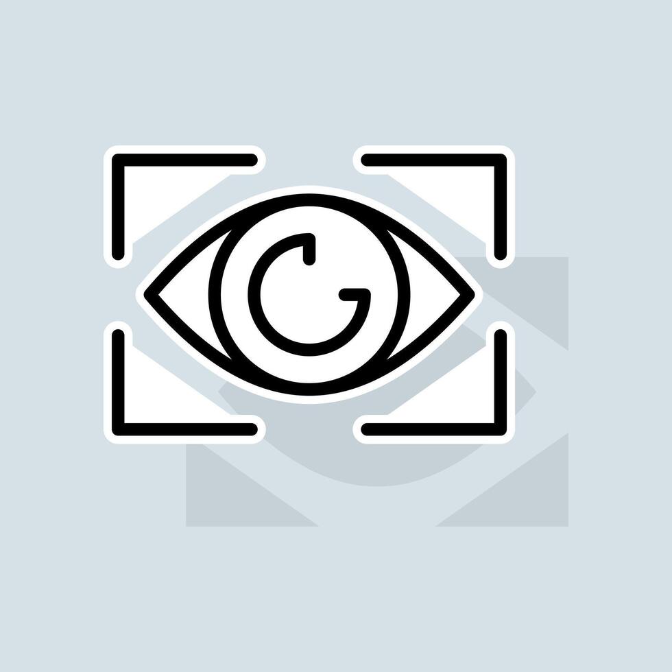 Eye scan line icon. Phone lock, security, biometric data, personal data protection, front camera, tracking. Security concept. sticker line icon on white background vector