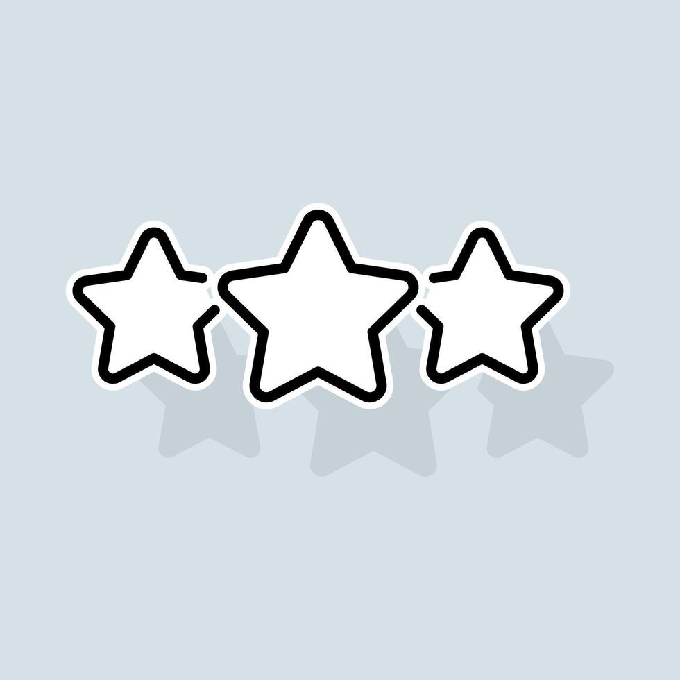 Three stars line icon. Liked, like, rating, favorites, new year, christmas, rate the service, dislike, pie chart, stars. Feedback concept. sticker line icon on white background vector