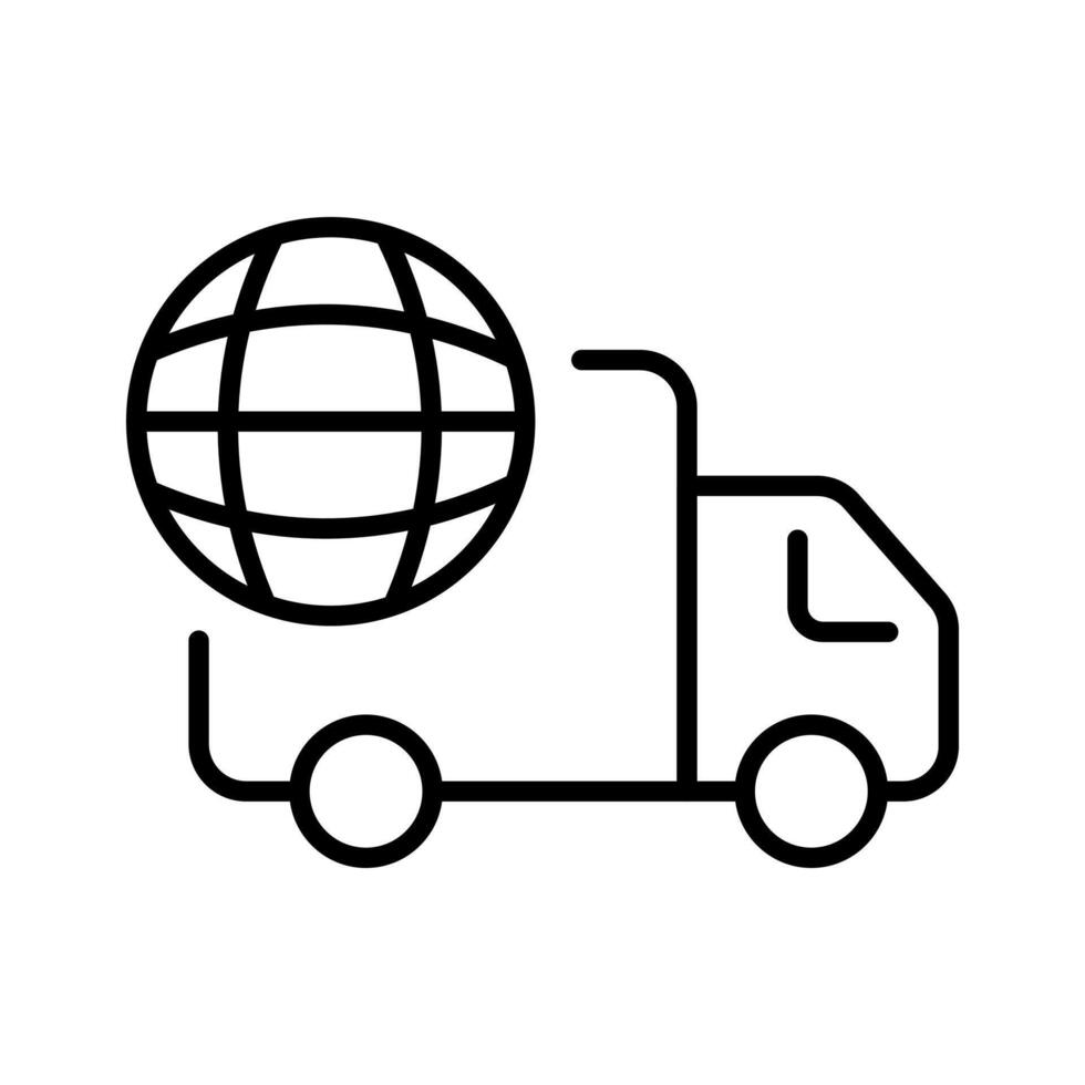 Cargo van line icon. Food delivery, pizza, mail, truck, garbage disposal, car, box, delivery, fragile goods. Delivery concept. line icon on white background vector