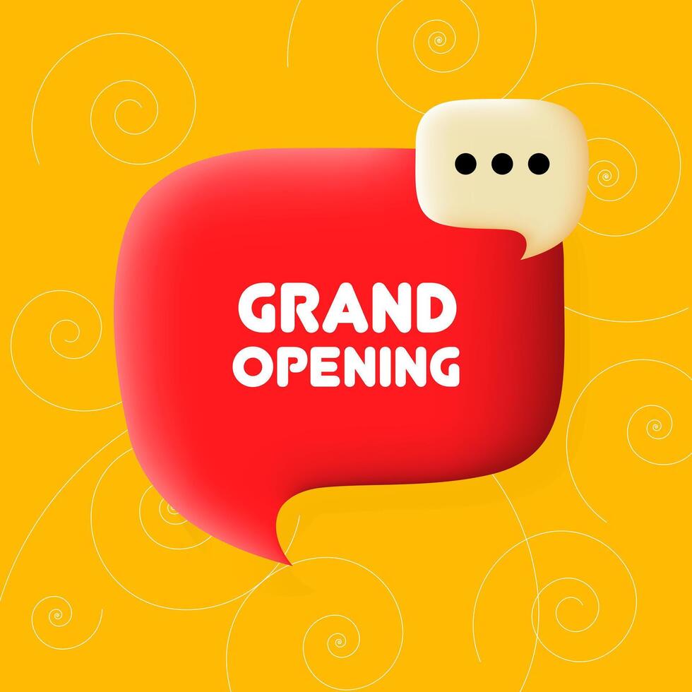 Grand opening banner. Speech bubble with Grand opening text. Business concept. 3d illustration. Spiral background. line icon for business and advertising. vector