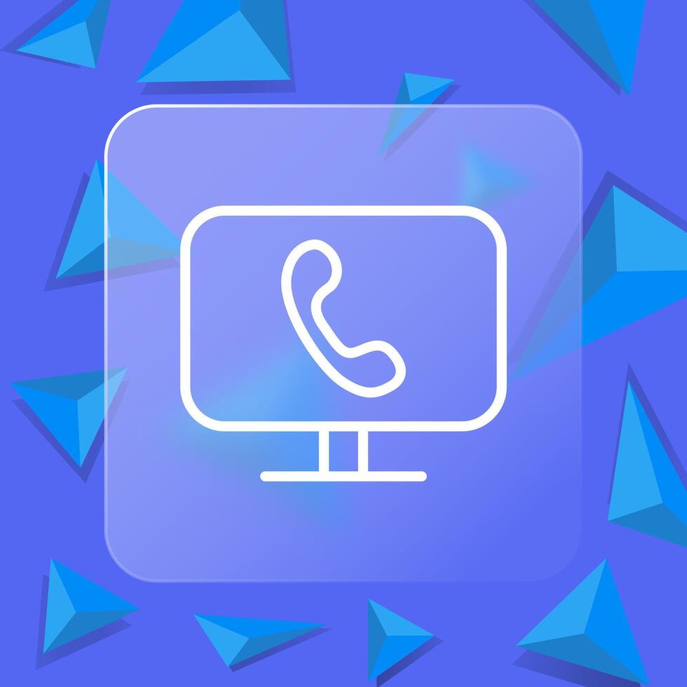 Online call line icon. Phone, communication, number, conversation, conversation, ringing, signal, melody, call. sound concept. glass morphism style. line icon for business vector