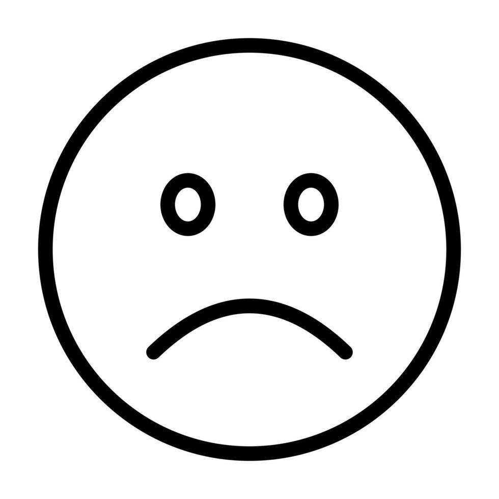 Sad face line icon. Longing, sadness, depression, emoji, melancholy, mood, tear, chat, communication. Emoji concept. line icon on white background vector